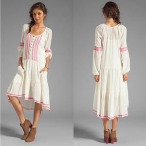 Free people x revolve light pink white gauze light heart tea combo maxi dress.
